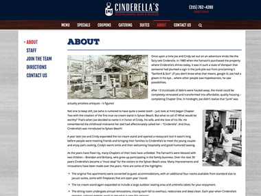 Cinderellas Restaurant Website Our About Page